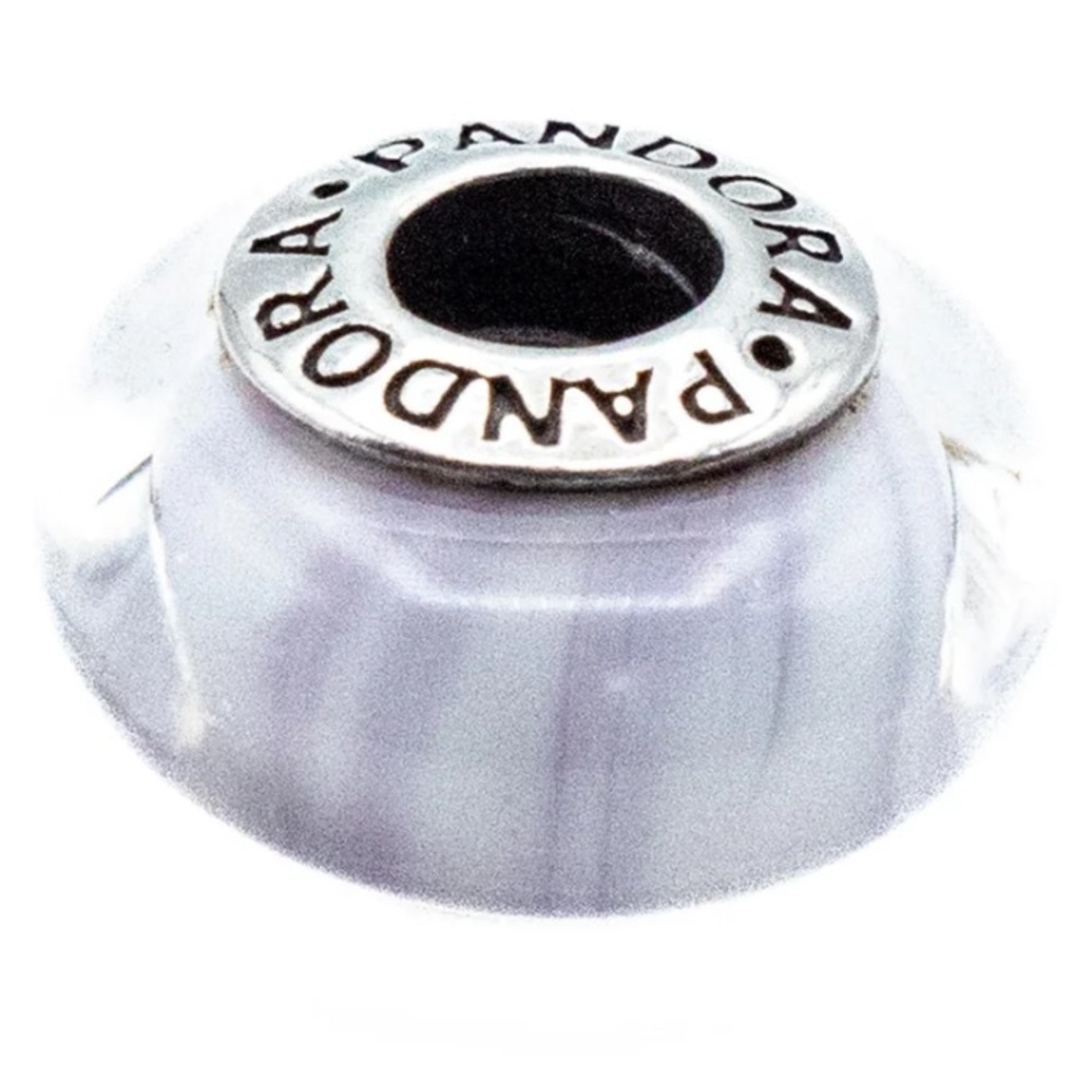 PANDORA LAVENDER CANDY STRIPES MURANO GLASS STERLING SILVER CHARM